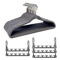 Wonder Hanger Max Velvet Hanger Combo, 5 Hanging Closet Organizers w/ 25 Velvet Hangers - Grey