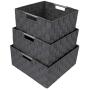 Sorbus Storage Boxes Woven Basket Bin Container Tote Cube Organizer Set Stackable Storage Basket Woven Strap Shelf Organizer Built-in Carry Handles (Gray)