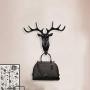 Vintage Deer Head Antlers Wall Hook (Max:10kg) for Hanging Hat Scarf Bag Key Clothes Bathroom Kitchen Towel Holder Hanger Rack Wall Wedding Gift (Black)