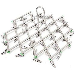 qinglele Swivel Hook Stainless Steel 35 Pegs Drying Rack Clothes Hanger for Underwear Socks Gloves