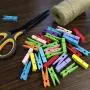 Mini Natural Wooden Clothespins with Jute Twine, 100pcs, 1.4 Inch Photo Paper Peg Pin Craft Clips with 320ft Natural Twine for Scrapbooking, Arts & Crafts, Hanging Photos (10 Colors)