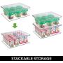 mDesign Plastic Stackable Kitchen Pantry Cabinet/Refrigerator Food Storage Container Bin Boxes with Lid - Organizer for Packets, Snacks, Produce, Pasta - BPA Free, 2 Pack - Clear