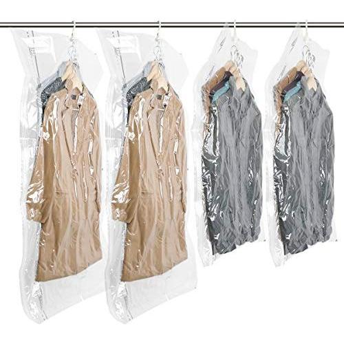 TAILI Hanging Vacuum Space Saver Bags for Clothes, Set of 4 (2 Long 53&quotx27.6", 2 Short 41.3&quotx27.6"),Vacuum Seal Storage Bag Clear Bags for Suits, Dress or Jackets, Closet Organizer