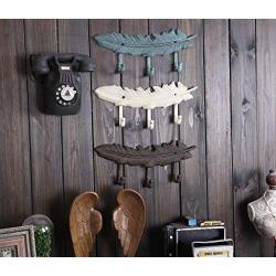 2 Sets Vintage Cast Iron Sports Home Door Wall Mount Hooks Home Towel Clothes Hat Coat Key Hanger (2 Sets of Feather Iron Color)