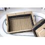 XUAN Large Storage Baskets, Set of 2 Mareket Collection Stripe Bin Paper Rope Basket Boxes with Handles for Bedroom Closet Kitchen Decorative Storage Container Organizer