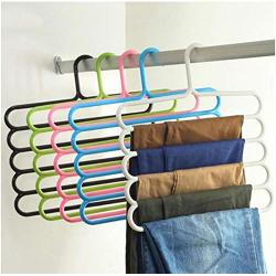 5pcs Random Color Multi-Purpose Clothes Hanger Practical 5 Layers Pants Hanger Scarf Tie Rack Space Saving Clothes Hanger Home Organizer
