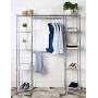 AmazonBasics Expandable Metal Hanging Storage Organizer Rack Wardrobe with Shelves, 14"-63" x 58"-72", Chrome