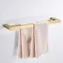 BATHSIR Stainless Steel 24" Double Towel Bar,Brushed Gold Dual Towel Hanger Holder Square Style Wall Mount