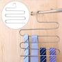 3 Pack Pants Hangers, S-Type Closet Organizer & Stainless Steel Multi Layers Magic Hanger, Space Saver Clothes Rack, Tiered Hanging Storage for Jeans, Scarf, Skirt - (14.17 x 14.96 Inch)