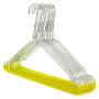 HANGERWORLD 10 Silver 16inch Wire Metal Notched 13 Gauge Clothes Garment Coat Hangers Yellow Flocked Non Slip Pants Bar