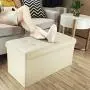 WoneNice 30 Inches Faux Leather Folding Storage Ottoman Bench, Ottoman Toy Chest Folding Storage Box, Hold Up to 300 LB (Beige) WoneNice 30 Inches Faux Leather Folding Storage Ottoman Bench, Ottoman Toy Chest Folding Storage Box, Hold Up to 300 LB (Beige)