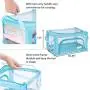 DoDoMagxanadu Clear Foldable Storage Bins Boxes, Toy Storage Boxes Stackable Closet Container Organizer Basket with Clear Window for Clothes, Bedding and Kids Toy (Blue, 22L(15.3x11.4x7.8))