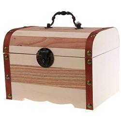 Willcomes Wooden Money Storage Boxes Treasure Chest Piggy Bank Handmade Jewelry Organizer With Lock and Two Keys