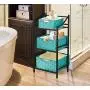 Sorbus Storage Boxes Woven Basket Bin Container Tote Cube Organizer Set Stackable Storage Basket Woven Strap Shelf Organizer Built-in Carry Handles (Aqua)