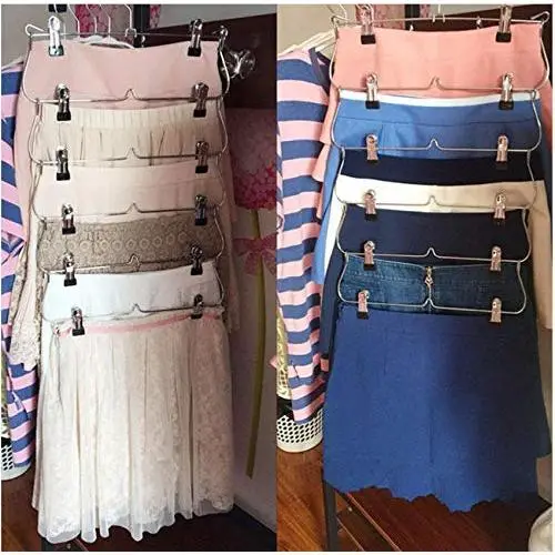 2pcs Random Color Heavy Duty 6 Tiers Metal Racks Skirt Pants Clothes Hanger Metal Foldable Wardrobe Storage Household Organizer Drying Hanger 2pcs Random Color Heavy Duty 6 Tiers Metal Racks Skirt Pants Clothes Hanger Metal Foldable Wardrobe Storage Household Organizer Drying Hanger
