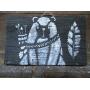 Vintage look BEAR Indian Native American feather pouch w/arrows weathered wood sign with burlap hanger antique style old time font