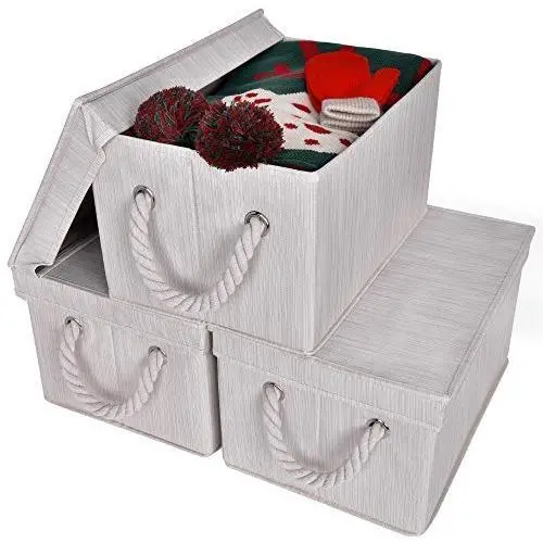 StorageWorks Storage Bins with Lids, Decorative Storage Boxes with Lids and Cotton Rope Handles, Mixing of Beige, White & Ivory, Large, 3-Pack StorageWorks Storage Bins with Lids, Decorative Storage Boxes with Lids and Cotton Rope Handles, Mixing of Beige, White & Ivory, Large, 3-Pack