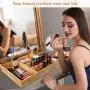 Drawer Organizer Bamboo Storage Boxes - for Kitchen Bathroom Office Desk Wooden Stackable Tray 9x6x2.5inch