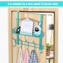 Coat Rack, MILIJIA Over The Door Hanger with Mesh Basket, Detachable Storage Shelf for Towels, Hats, Handbags, Coats (Tiffany Blue)