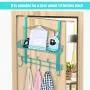 Coat Rack, MILIJIA Over The Door Hanger with Mesh Basket, Detachable Storage Shelf for Towels, Hats, Handbags, Coats (Tiffany Blue)