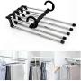 5pcs Random Color Fashion 5 in 1 Pant Rack Shelves Stainless Steel Clothes Hangers Multi-Functional Wardrobe Magic Hanger