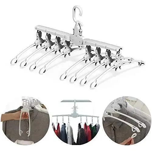 Blnboimrun 8 in 1 White Magic Plastic Hangers,360 Degrees Rotate Slip Resistant Standard Clothing Hanger,Space Saving Solution for Your,Closet Ideal for Everyday Use (Without Clips) Blnboimrun 8 in 1 White Magic Plastic Hangers,360 Degrees Rotate Slip Resistant Standard Clothing Hanger,Space Saving Solution for Your,Closet Ideal for Everyday Use (Without Clips)