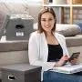 Beautiful File Organizer Boxes Set of 2 - Collapsible Linen Filing Boxes for Easy File Folder Storage