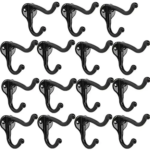 15 Pack Black Coat Hooks for Hanging Wall Hooks Rustic Hooks Wall Mounted Heavy Duty Hooks Double Hooks No Rust Hooks with 30 Screws for Hanging Coat, Scarf, Bag, Towel, Key, Cap, Cup, Hat 15 Pack Black Coat Hooks for Hanging Wall Hooks Rustic Hooks Wall Mounted Heavy Duty Hooks Double Hooks No Rust Hooks with 30 Screws for Hanging Coat, Scarf, Bag, Towel, Key, Cap, Cup, Hat