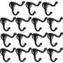 15 Pack Black Coat Hooks for Hanging Wall Hooks Rustic Hooks Wall Mounted Heavy Duty Hooks Double Hooks No Rust Hooks with 30 Screws for Hanging Coat, Scarf, Bag, Towel, Key, Cap, Cup, Hat