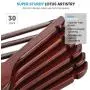 High-Grade Wooden Suit Hangers 30 Pack with Non Slip Pants Bar - Smooth Finish Solid Wood Coat Hanger with 360° Swivel Hook and Precisely Cut Notches for Camisole, Jacket, Pant, Dress Clothes Hangers