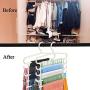 qiao-qiao-store Multi Layer Clothes Hanger Holder Wardrobe Pants Towel Can Hold for Pants, Towel, tie, Scarf etc. Tie Organizer，Apricot,38x34cm