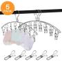 Clothes Drying Rack Stainless Steel Laundry Drying Rack Clothes Hanger with 8 Clips Metal Clothespins for Drying Socks, Towels, Diapers, Bras, Baby Clothes,Underwear, Gloves (5 Pack)