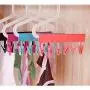 ICYANG 3Pcs Portable Travel Laundry Drying Rack Clothes Hanger Folding Bathroom Clothespin with 6 Clips for Swimwear Drying Socks, Baby Clothes, Towel, Underwear, Hat, Scarf, Gloves