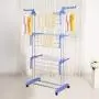 Comcastle 3-Tier Clothes Drying Rack with Heavy Duty 360 Degree Wheels, Double Pole Rail Rod Adjustable Clothes Rack Hanger Indoor Outdoor, Compact Storage