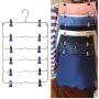 2pcs Random Color Clothes Hangers Multilayer Skirt Trouser Hanger for Pants Non Slip Metal Hanger Clips with 12 Clips Clothing Storage Rack Holder