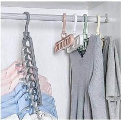 10pcs Random Color 3D Space Saving Hanger Magic Clothes Hanger 9Hole Towel Hook Closet Organizer Storage Rack