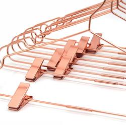 Koobay 10Pack 17" Metal Hook Wire Rose Gold Copper Hangers with Clips Clothes Stroage Coat Hangers