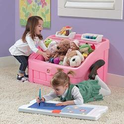 Step2 2-in-1 Toy Boxes & Art Lid | Plastic Toy & Art Storage Container, Pink