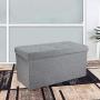 NISUNS OT03 30 Inch Linen Fabric Foldable Storage Bench Ottoman, Gray