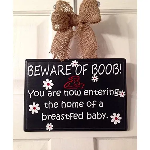 Breastfeeding, Nursing Baby Sign Door Hanger. Beware of Boob! Breastfeeding, Nursing Baby Sign Door Hanger. Beware of Boob!