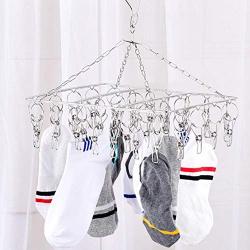 tomoyou Stainless Steel Laundry Drying Rack Drip Hanger 32 Clips Drying Socks, Baby Clothes, Towels, Underwear, Socks, Gloves