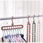 10pcs Random Color Magic Rotate Clothes Hanger Holder Storage Stand 9 Holes Plastic Support Drying Rack Wardrobe Finishing Space Saving Organizer