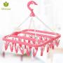 32 Clips Portable Socks Cloth Hanger Rack Clothespin Multifunctional Drying Rack Sock Holder Wardrobe Storage Cloth Hangers,Pink 32 Clips Portable Socks Cloth Hanger Rack Clothespin Multifunctional Drying Rack Sock Holder Wardrobe Storage Cloth Hangers,Pink