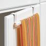 mDesign Modern Metal Kitchen Storage Over Cabinet Curved Towel Bar Rack - Hang on Inside or Outside of Doors, Organize and Hang Hand, Dish, and Tea Towels - Also for Bars - 9.7" Wide - White