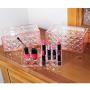 Ikee Design Acrylic Diamond Pattern Jewelry & Cosmetic Storage Display Boxes 3 Pieces Set, Pink