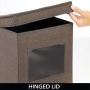 mDesign Soft Fabric Stackable Closet Storage Organizer Boxes with Clear Window and Attached Hinged Lid for Bedroom, Hallway, Entryway, Closets, 6 Pack - Espresso Brown