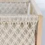 Decorative Storage Boxes, Unique Rectangular Wood Storage Bins and Wicker Baskets for Shelves, Closet and Kitchen, Wooden Storage Crates Handwoven with Cotton Rope(Ivory, Set of 3)