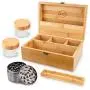 Pike & Pine Handmade Large Stash Boxes Combo - Storage For Herbs and Accessories | 100% Bamboo w/Natural Finish | Includes Grinder + 2 Stash Jars | Discrete Design, Lockable, and Removable Dividers Pike & Pine Handmade Large Stash Boxes Combo - Storage For Herbs and Accessories | 100% Bamboo w/Natural Finish | Includes Grinder + 2 Stash Jars | Discrete Design, Lockable, and Removable Dividers