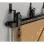 ZEKOO Rustic 11 FT Erfect by Pass Door Hardware Sliding Black Steel Big Wheel Roller Hanger Track for Double Wooden Doors ZEKOO Rustic 11 FT Erfect by Pass Door Hardware Sliding Black Steel Big Wheel Roller Hanger Track for Double Wooden Doors