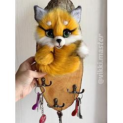 Fox on wooden Key Holder, wooden Key Rack, wooden Key Cabinet, Fox Key hanger, wooden Hanger, Leash Hanger